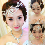 韩式新娘结婚头饰手工水晶额饰头花朵白色发饰敬酒礼服婚纱配饰品