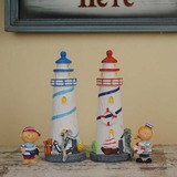 地中海风格树脂灯塔摆件创意家居饰品 隔板儿童房书柜装饰品摆件