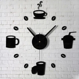 DIY咖啡壶墙贴亚克力艺术趣味创意客厅卧室静音挂钟时钟墙壁钟表