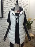 2015冬季新款韩版修身中长款马甲 花色拼接连帽显瘦棉衣外套女潮