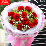 红玫瑰花束生日送女友鲜花速递成都南京武汉重庆花店同城送花