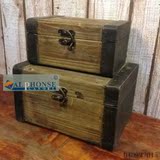 美式乡村复古杂货收纳盒 法式做旧木盒化妆盒首饰盒饰品盒珠宝盒