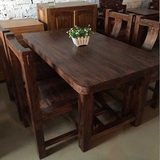 特价老榆木全实木餐桌椅田园现代简约原木免漆书桌茶桌茶台咖啡桌