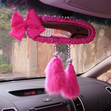 韩国时尚个性汽车后视镜套玫红色可爱女性车内饰品套装车内小饰品
