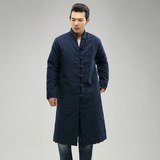 中国风棉衣 男士青年袄子冬装唐装长款棉服加厚男装修身风衣外套