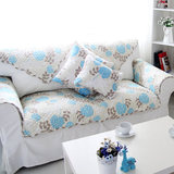 四季双面纯棉沙发垫 布艺全棉沙发套 简约现代通用沙发巾蓝色坐垫