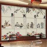 现代中式古典文化琴棋书画壁纸客厅沙发书房背景墙纸大型立体壁画