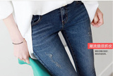 韩版新款纯棉水洗牛仔女长裤 夏季青少年学生修身显瘦直筒小脚裤