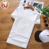 男士潮流行圆领短袖t恤夏季韩版青少年3D印花个性半截袖学生衣服