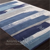 简约蓝色地中海抽象地毯客厅茶几沙发地毯卧室床边手工地毯定制
