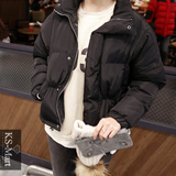 KS-M韩国代购女装2015冬装新款短款纯色休闲黑色棉衣棉服AG1201