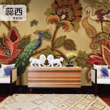 蕊西 中式古典花鸟手绘壁纸 酒店餐厅大型壁画 工装大气背景墙纸