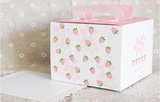 烘焙包装粉色草莓手提蛋糕奶酪盒新年4寸芝士单款10个起售