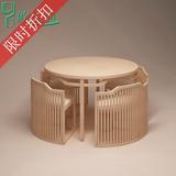 新中式实木餐桌椅组合创意圆桌茶桌椅定制田园餐厅合并式禅意家具