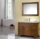欧式浴室柜组合橡木实木落地一体陶瓷盆柜洗脸洗手盆卫浴柜
