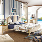 欧式地中海实木床1.8米双人床北欧1.5米单人床卧室布艺软靠婚床