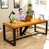 美式实木餐桌会议桌工业风格简约办公桌电脑桌书桌工作台铁艺桌子
