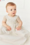 英国代购16夏正品NEXT女宝宝婴儿米色蕾丝短袖礼服连衣裙百天周岁