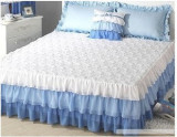 韩国进口代购粉色蓝色紫色渐变蛋糕雪纺三层荷叶边床裙床罩