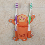 樱川吸壁式牙刷架卡通儿童创意挂式梳架牙膏置物架浴室收纳吸盘式