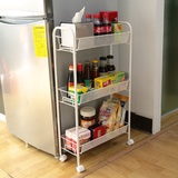 厨房冰箱侧面带滑轮可推移动三层夹缝置物架浴室窄缝隙收纳架子
