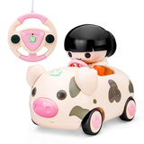 儿童卡通方向盘遥控车 宝宝无线遥控汽车 警车赛车 带音乐玩具车