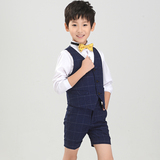 周岁格子花童钢琴演出马甲短裤套装包邮可定制儿童羊毛西装礼服