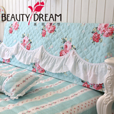 beautydream家纺纯棉绗缝夹棉床头套 韩式田园蓝色床头罩支持定做