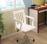 韩式转椅电脑椅家用白色实木椅子办公椅升降旋转带扶手靠背特价