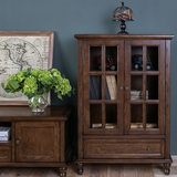 美式家具实木酒柜电视柜组合乡村复古仿古边柜装饰柜书柜红橡木