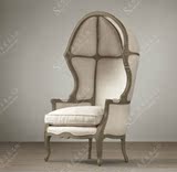 美式乡村法式单人沙发椅 休闲椅太空椅蛋蛋椅贝壳椅法式实木家具