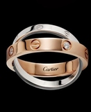 美国代购正品 Cartier/卡地亚 LOVE系列双色双环6钻情侣戒指