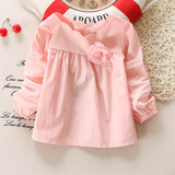 女宝宝纯棉外套娃娃衫0-1-2-3岁婴儿通棉麻打底衫韩版秋装打底衫