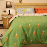 纯棉小清新绿色萝卜套件北欧宜家风简约床上用品 全棉床单四件套