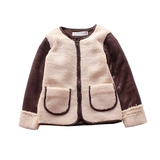 NWE冬季2015新款女童外套圆领长袖加绒羊羔毛中大童童装Y8708