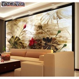 中国风抽象荷花油画无缝壁画沙发电视背景墙壁纸客厅卧室酒店墙纸