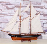 地中海帆船模型一帆风顺帆船摆件实木质装饰工艺品电视酒柜大号