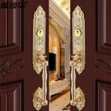 维沙华美式门锁别墅仿古铜双开门全铜锁芯对开门锁欧式大门锁