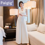 Palglg2016夏季新款女装韩版性感V领休闲无袖连衣裤阔腿裤长裤子