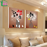现代客厅装饰画二联无框画沙发背景墙壁画卧室艺术画抽象花瓶挂画