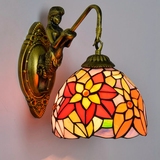 欧式创意复古蒂凡尼彩色玻璃田园卧室客厅餐厅过道走廊墙上壁灯具