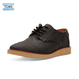 TOMS秋季男鞋Brogue系列复古英伦灰色斜纹布绑带洛克鞋M63包邮