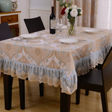 美式乡村西餐桌布简欧客厅蕾丝欧式实木餐桌布台布长方形田园棉麻