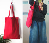 果果手工帆布袋中国风大红色帆布包单肩购物袋环保袋学生书袋