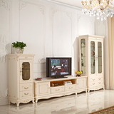 简约现代法式电视柜 酒柜1.8米储物矮柜视听柜 白色田园电视柜