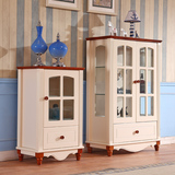 地中海小酒柜美式乡村客厅木质单双门装饰柜展示柜家具Y103H