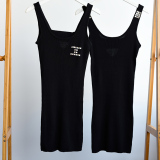 L32仙衫外贸夏装新款女装吊带针织连衣裙U领修身黑色性感显瘦包臀