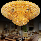 金色欧式水晶吸顶灯节能LED客厅灯圆形大气酒店大厅工程灯饰灯具