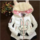 正品代购lalabobo冬装女学生甜美可爱兔子耳朵保暖连帽羽绒服外套