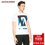 JackJones杰克琼斯16夏装新款男潮流几何印花短袖T恤C|216201058